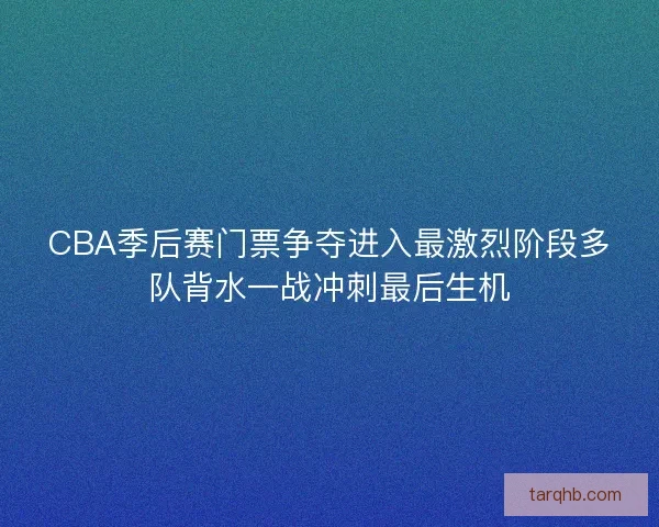 CBA季后赛门票争夺进入最激烈阶段多队背水一战冲刺最后生机