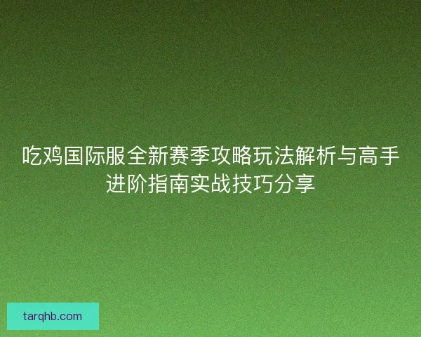 吃鸡国际服全新赛季攻略玩法解析与高手进阶指南实战技巧分享