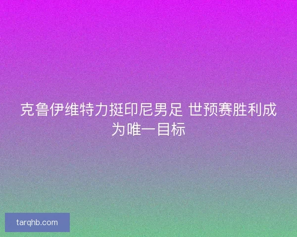 克鲁伊维特力挺印尼男足 世预赛胜利成为唯一目标